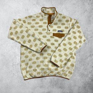 PATAGONIA Synchilla Snap-T Fleece Pullover Polka Dot Spotted Beige Tan Women L